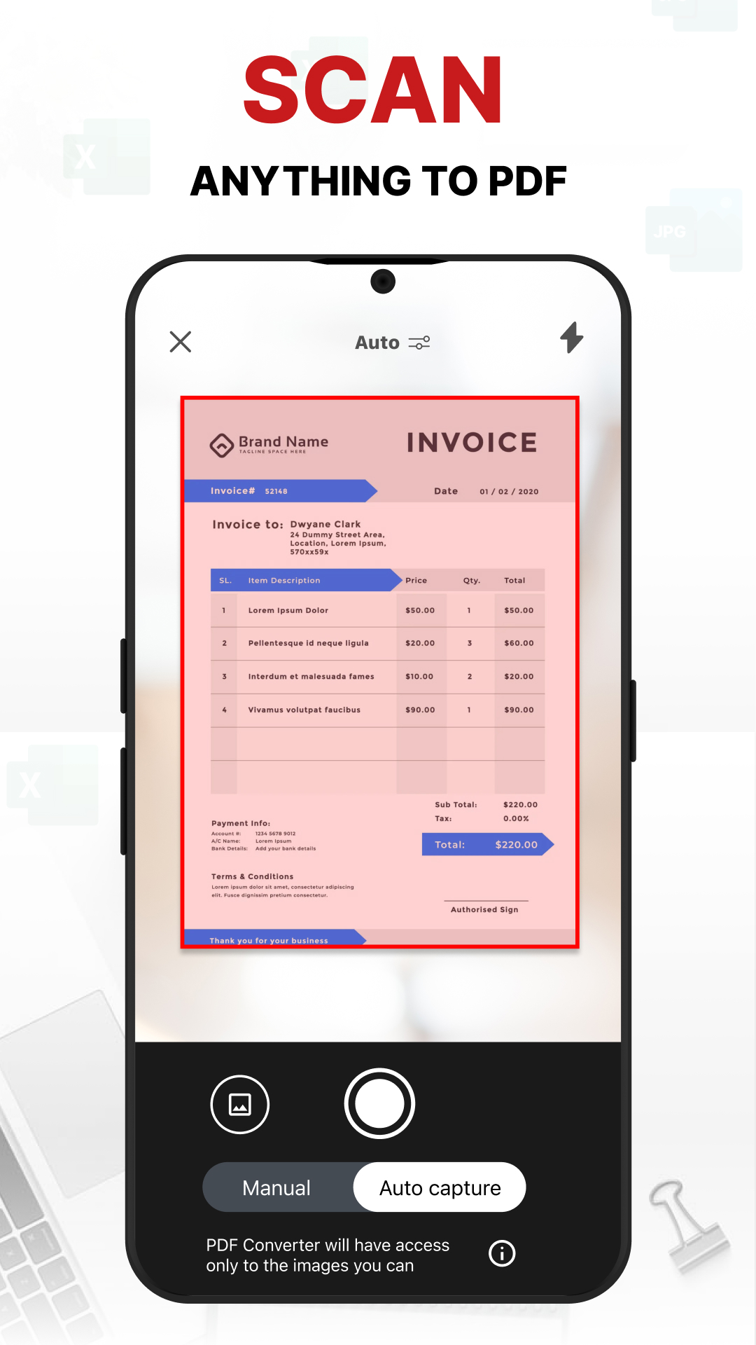 The PDF Converter document scanner